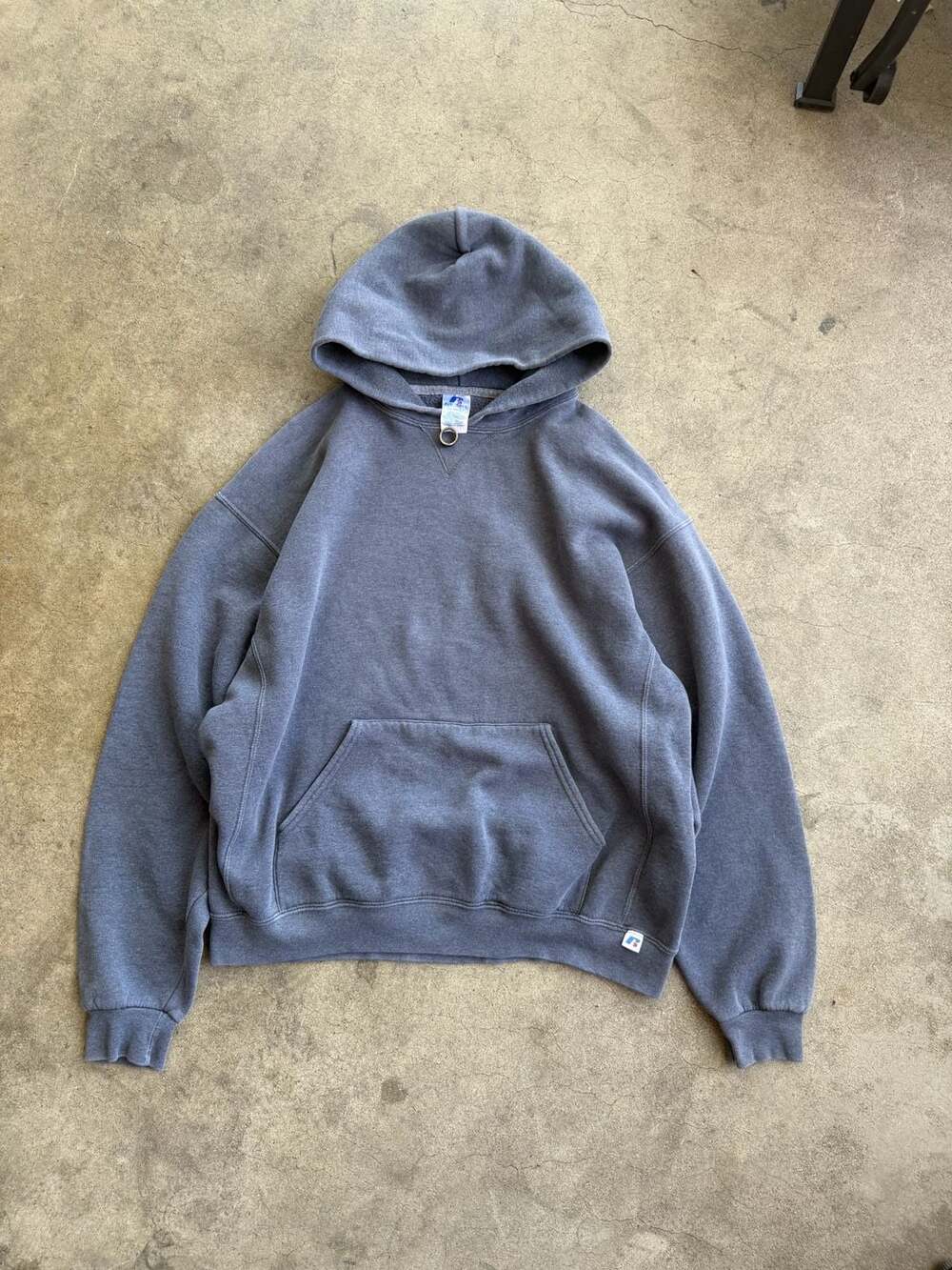 Vintage Y2K Russell Athletic Pullover Hoodie Charcoal Grey